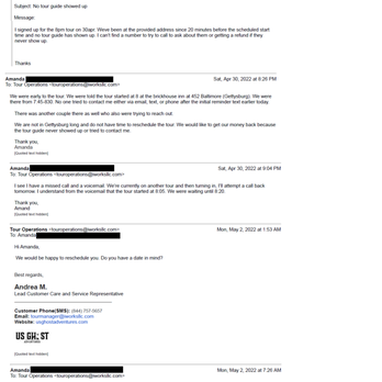 Civil War Ghosts - Email thread with the tour company. Time stamps are off due to traveling across time zones. - Historical Tours Near Me - Gettysburg, Pennsylvania Civil War Ghosts - Email thread with the tour company. Time stamps are off due to traveling across time zones. - Historical Tours Near Me - Gettysburg, Pennsylvania