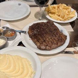 Vasio Steak, French Fries and mashed potatoes Vasio Steak, French Fries and mashed potatoes
