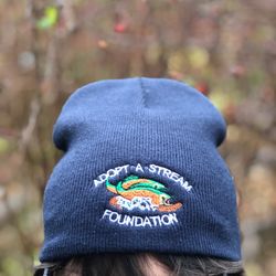 The Nature Store at the Northwest Stream Center - Locally embroidered Adopt A Stream Foundation beanies for sale here at The Nature Store