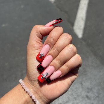 Sugar Nails Spa - Full set, french tip with design and charms - Nail Salons Near Me - Queen Creek, Arizona Sugar Nails Spa - Full set, french tip with design and charms - Nail Salons Near Me - Queen Creek, Arizona