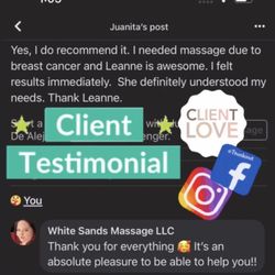 White Sands Massage - Client Review