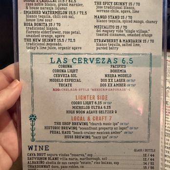 Blanco Cocina + Cantina - Drink menu part 1 - Tacos Near Me - Phoenix, Arizona