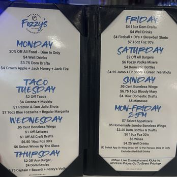 Fozzy's Bar & Grill - Daily specials - Sports Bars Near Me - Carol Stream, Illinois Fozzy's Bar & Grill - Daily specials - Sports Bars Near Me - Carol Stream, Illinois
