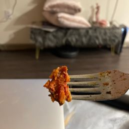 The bigger pieces of scrap chicken in my "butter chicken"