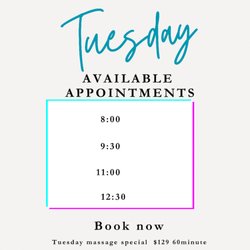 Bludot Massage and Bodywork - Tuesday Appointments Available! $129 60 minute.