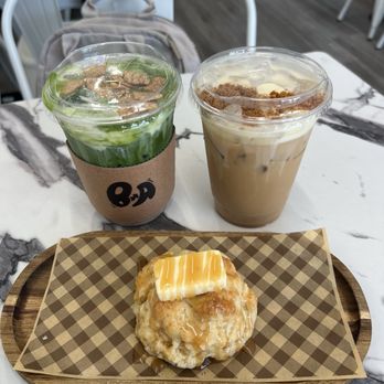 Before n After - cinnamon toast match, biscoff latte, and butter scone - Coffee & Tea Near Me - La Palma, California