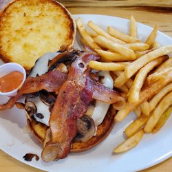 River Ville Bar & Grill - Mushroom Swiss Burger