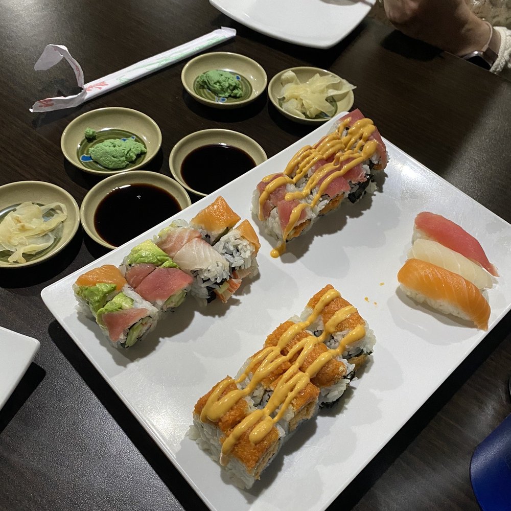 a plate of sushi on a table