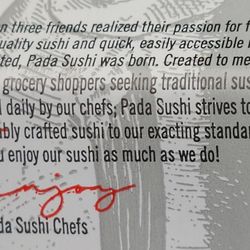 Smart & Final Extra! - Note from the sushi chefs...