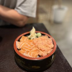 Kotobuki - Salmon & spicy tuna rice bowl. So good!