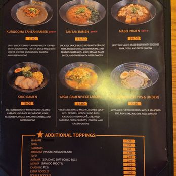Ryujin Ramen House - Menu 1.11.26 - Ramen Near Me - Roseville, California