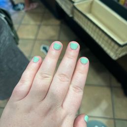 How short my nails got trimmed. My nail beds are very short so this is purely my nail bed that got painted.
