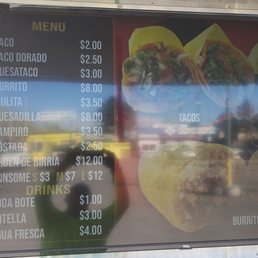 Menu that will look much better taken at night Menu that will look much better taken at night