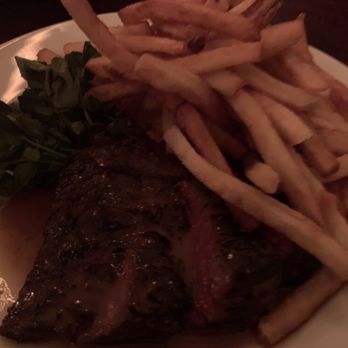 Frenchette - From the dinner menu, Babette at poivre - a bistro cut of meat with pommes frites (French fries). - Brasseries Near Me - New York, New York