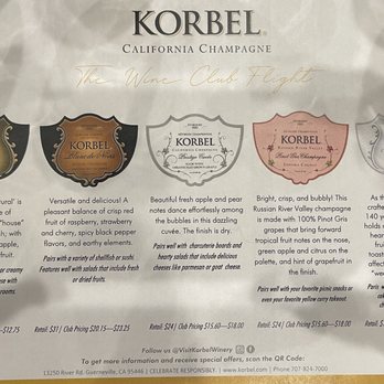 Korbel Champagne Cellars - Champagne Tasting Menu for Fall 2024 - Wineries Near Me - Guerneville, California Korbel Champagne Cellars - Champagne Tasting Menu for Fall 2024 - Wineries Near Me - Guerneville, California