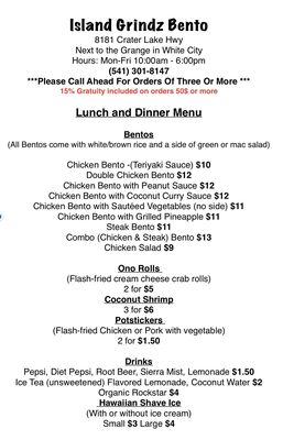 Menu photo 1 Island Grindz Bento White City, OR Menu photo 1 Island Grindz Bento White City, OR