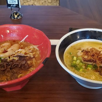 JINYA Ramen Bar - Woodlands - Left: Tonkotsu Spicy ramen Right: Jinya Chicken ramen - Ramen Near Me - Spring, Texas JINYA Ramen Bar - Woodlands - Left: Tonkotsu Spicy ramen Right: Jinya Chicken ramen - Ramen Near Me - Spring, Texas