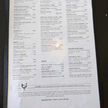 Speckled Hen Coffee - Menu back - Coffee & Tea Near Me - Strasburg, Pennsylvania