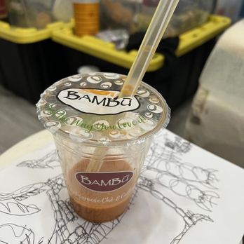 BAMBU - Orange creamery with boba not "Thai tea as they claim to be" - Bubble Tea Near Me - Houston, Texas