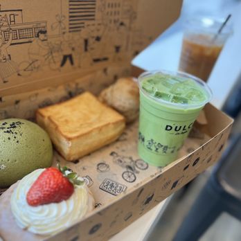 Cafe Dulce - Green tea roti, brick toast, tapioca roll, strawberry creme donut, blueberry matcha - Coffee & Tea Near Me - Los Angeles, California