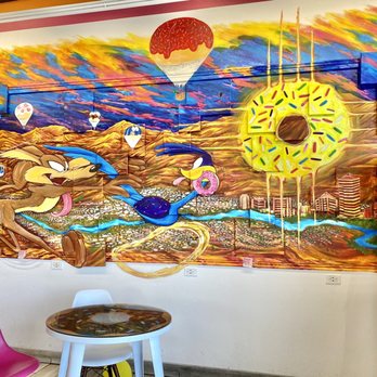 Amy's Donuts - Lovely Albuquerque themed mural inside. - Donuts Near Me - Albuquerque, New Mexico