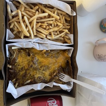Tops Jr - Large fries, large chili cheese fries. Dr. Pepper can for scale. Chili Cheese Fries - Large - Sandwiches Near Me - Alhambra, California Tops Jr - Large fries, large chili cheese fries. Dr. Pepper can for scale. Chili Cheese Fries - Large - Sandwiches Near Me - Alhambra, California