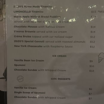 Zozo's Ristorante - Desert Menu - Italian Near Me - Reno, Nevada Zozo's Ristorante - Desert Menu - Italian Near Me - Reno, Nevada