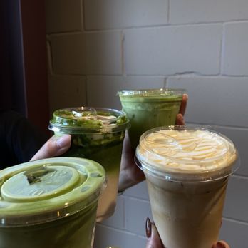 Wah Coffee - Salted caramel latte, banana bread latte, matcha cubed, and caramel matcha latte - Coffee & Tea Near Me - Richmond, Texas