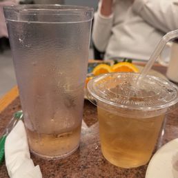Left is the left over of my half adult sized drink, right side is the kid cup Left is the left over of my half adult sized drink, right side is the kid cup