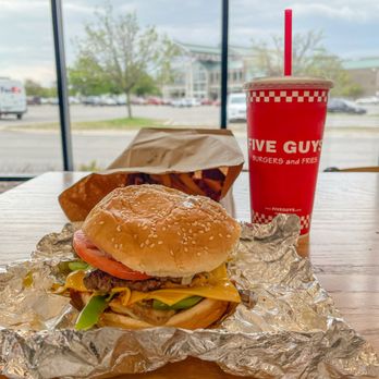 Five Guys - Classic Combo w/extra cheeseburger patty, $20.76 tax incl. - Burgers Near Me - Lincolnwood, Illinois
