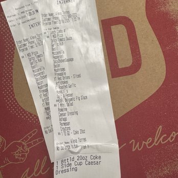MOD Pizza - Receipt - Pizza Near Me - Spokane, Washington
