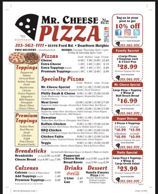 Menu photo 2 Mr. Cheese Pizza Dearborn Heights, MI