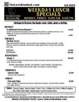 Menu photo 8 The Lost Wombat North Wilkesboro, NC Menu photo 8 The Lost Wombat North Wilkesboro, NC