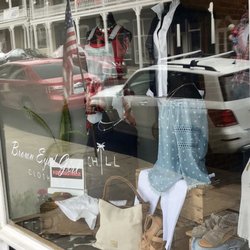 Brown Eyed Girl Clothing - Display window of the shop, ready for springtime!