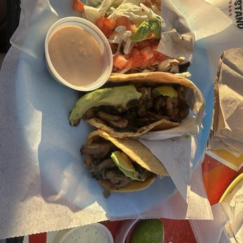 The Taco Stand - Shrimp tacos with 2 mushroom - Mexican Near Me - Oceanside, California