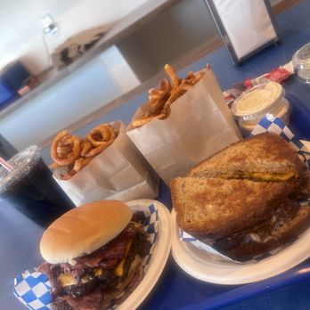 Goldburger - Goldburger add pastrami and patty melt with curly fries - Burgers Near Me - Los Angeles, California