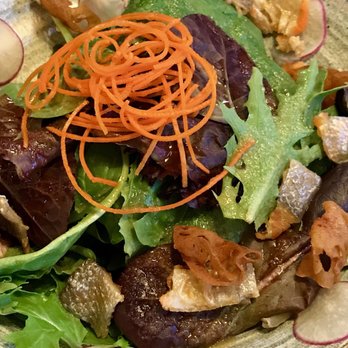 I-NABA - I-Naba Salad, crisp salmon skin, fried lotus root chops, field greens w sliced radish and carrots spirals. - Japanese Near Me - Honolulu, Hawaii