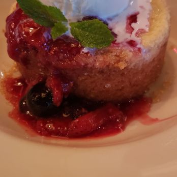 Nick's Manhattan Beach - Butter Cake with ice cream and fruit compote. Crystal sugar crust - American Near Me - Manhattan Beach, California Nick's Manhattan Beach - Butter Cake with ice cream and fruit compote. Crystal sugar crust - American Near Me - Manhattan Beach, California