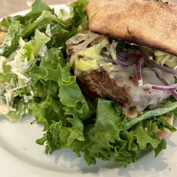 Nonni's Bistro - Cheeseburger with Caesar salad - Modern European Near Me - Pleasanton, California