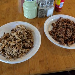 Half a pound of brisket and pulled pork