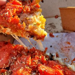 Blue Line Pizza - Sausage and mushroom deep dish pizza