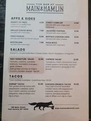 Menu photo 2 The Bar at Main & Hamlin East Aurora, NY Menu photo 2 The Bar at Main & Hamlin East Aurora, NY