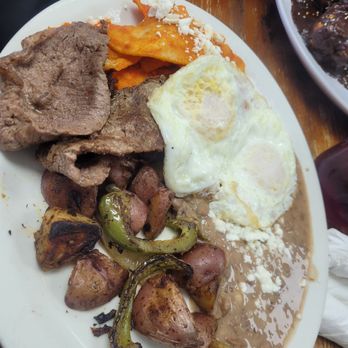 Casa de Nati - Chilaquiles Rojos added carne asada - New American Near Me - San Fernando Valley, California