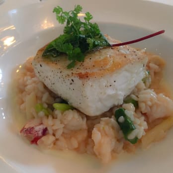 Mistral - Pam seared halibut with lobster and asparagus risotto - French Near Me - Boston, Massachusetts Mistral - Pam seared halibut with lobster and asparagus risotto - French Near Me - Boston, Massachusetts