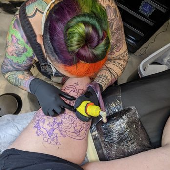 Black Hand Studio - Justine is outlining my new tattoo - Permanent Makeup Near Me - Pompano Beach, Florida Black Hand Studio - Justine is outlining my new tattoo - Permanent Makeup Near Me - Pompano Beach, Florida