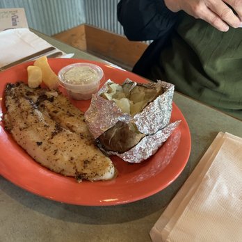 Mud Creek BBQ - Grilled white fish with Greek seasoning - Barbeque Near Me - Hollywood, Alabama Mud Creek BBQ - Grilled white fish with Greek seasoning - Barbeque Near Me - Hollywood, Alabama