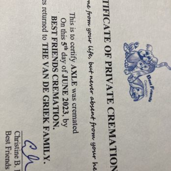 Best Friends Cremation - Incorrect spelling on Certificate of Cremation. - Pet Cremation Services Near Me - Titusville, Florida Best Friends Cremation - Incorrect spelling on Certificate of Cremation. - Pet Cremation Services Near Me - Titusville, Florida