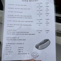 Tiny Bistro - Current menu