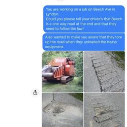 Grasshoppers Landclearing & Tree Service - Damages road and feels like an appropriate response is, "Mind your own business!".