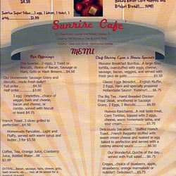 Sunrise Cafe' - Sunrise Cafe' Menu